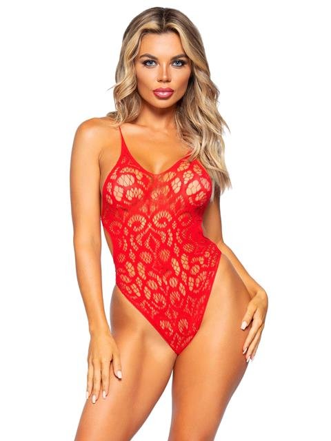 Ex-Factor Lace Bodysuit Teddy - Red